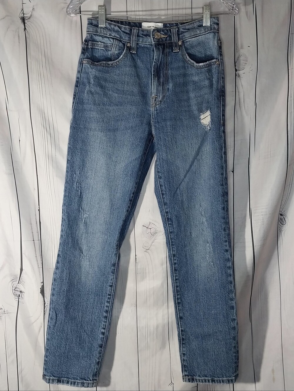 KanCan Premier Distressed High Rise Slim Straight Casual Classic Y2K Mom Jeans
